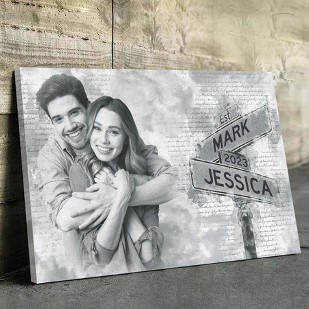 Couple Photo Canvas  Personalized Gift for Friend  Boyfriend  Girlfriend Husband Wife Photo Upload Wall Art